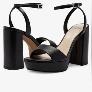 Vince Camuto Pendry Block Heel Wrap Ankle Strap Platform Heel SZ 11 Black